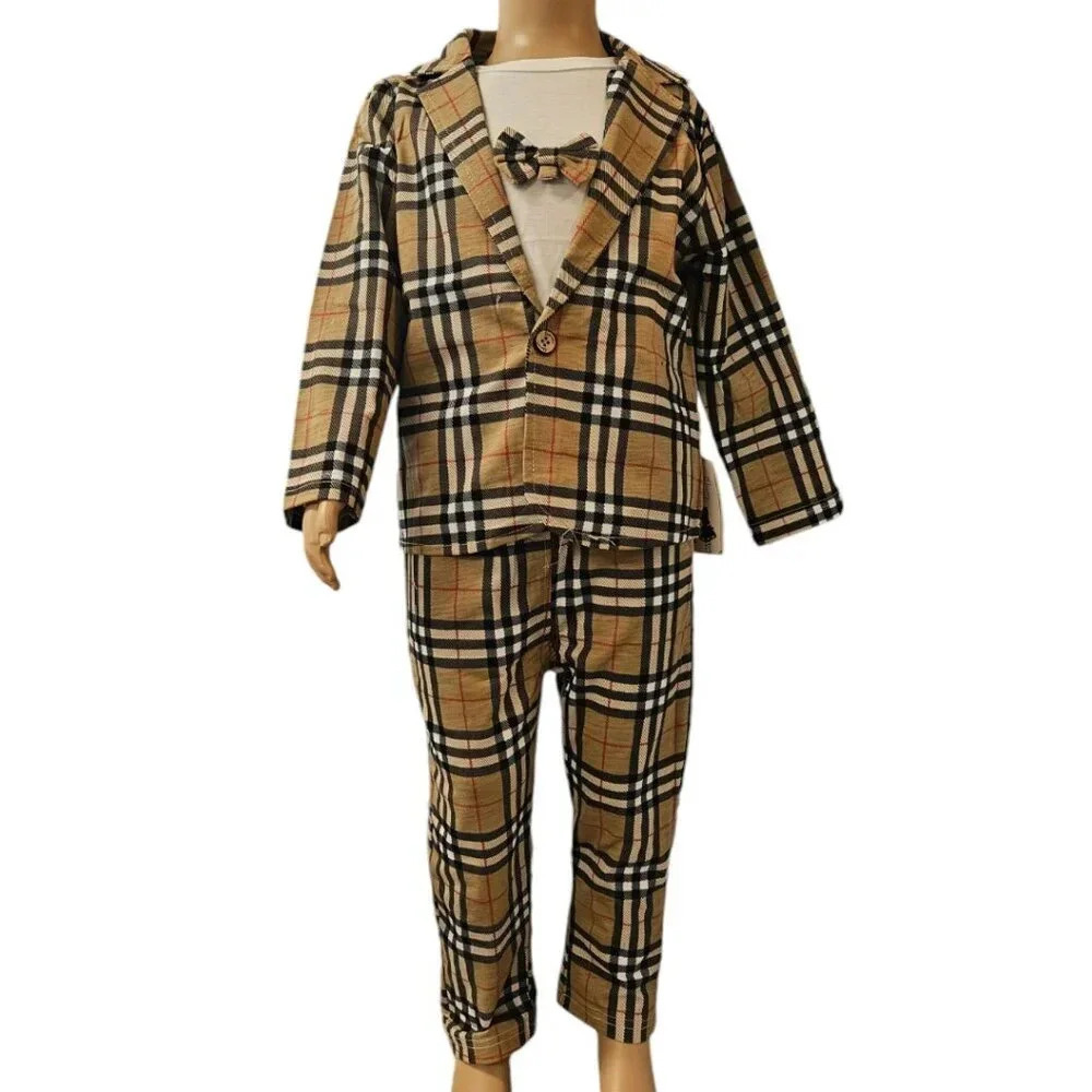 18-24M Little Boys 3piece Suit Set. Long Sleeve Undershirt, Sports Jacket, Pants